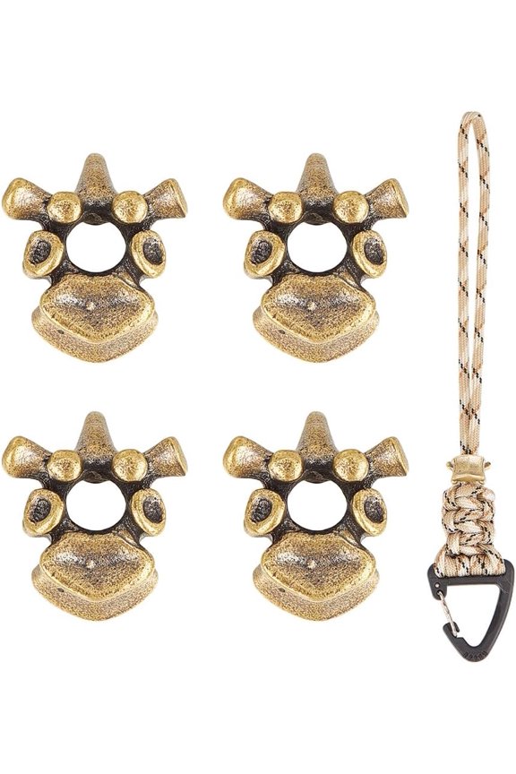 4 Pcs Vertebra Beads Brass Bone Vertebra Beads Bronze Vintage Bead DIY Accessories Keychain Bead Bracelet Bead Necklace Pendant Bead