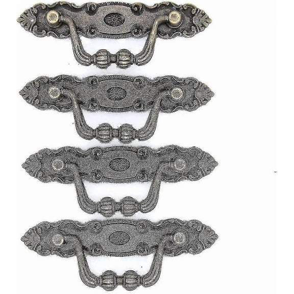 4 Pcs Vintage Antique Brass Bail Pulldrop Pull Handle For Drawer Cabinet Dresser Cupboard6417242411626