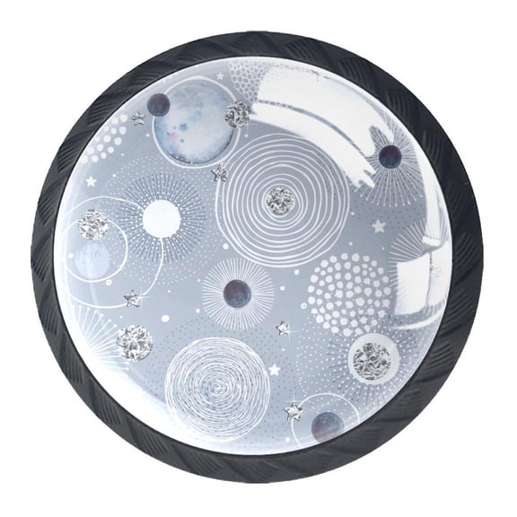 4 Pcs Vintage Boho Pattern Knobs for Kitchen Cabinet Cupboard Dresser Bookcase Drawer Pulls Handles Round Home Decor