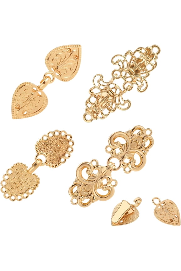 4 Pcs Vintage Dress Clips Back Cinch Collar Clasp Sweater Scarf Clips (Gold)