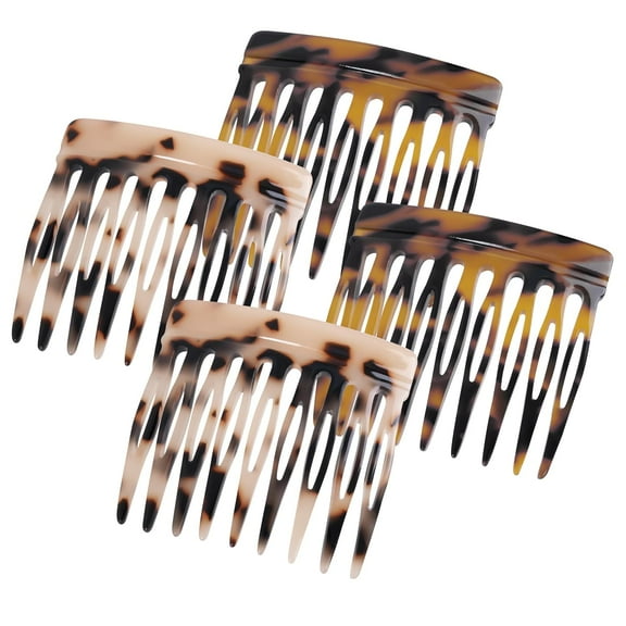 4 Pcs Vintage French Side Comb for Bun Chignon Up-Do Twist, 2 Colors Hair Combs for Women Accessories, 9 Teeth Strong Hold Decorative Hair Side Combs for Girls Women