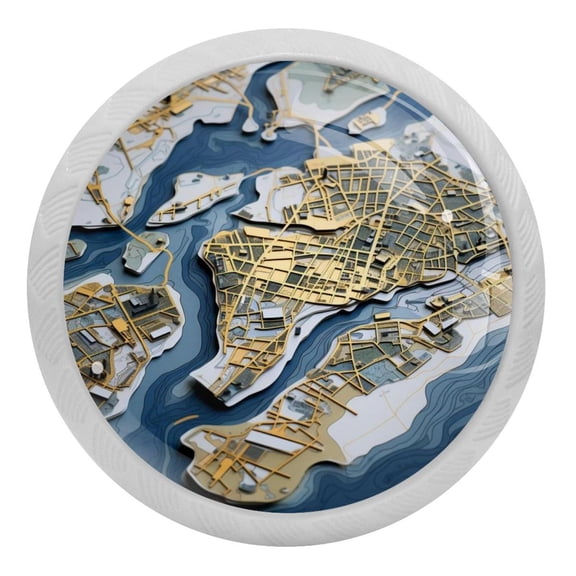 4 Pcs Vintage Map Crystal Glass Drawer Knob Pull Handle Ergonomic 30mm Glow in The Dark Furniture Cabinet Handle for Kitchen Dresser Cupboard Wardrobe