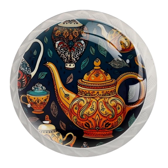 4 Pcs Vintage Teapot Knobs for Kitchen Cabinet Cupboard Dresser Bookcase Drawer Pulls Handles Round Home Decor