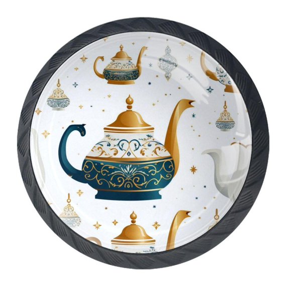 4 Pcs Vintage Teapot Knobs for Kitchen Cabinet Cupboard Dresser Bookcase Drawer Pulls Handles Round Home Decor