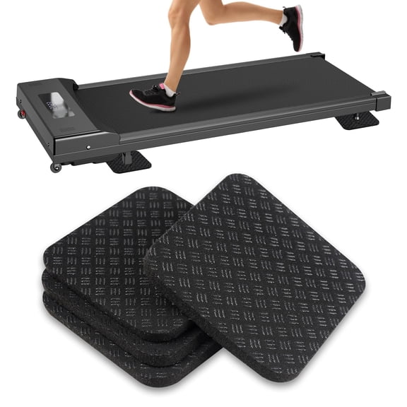 4 Pcs Walking Pad Mat, Treadmill Mat Pads, 4" x 4" x 0.2" Double-Sided Non-Slip Exercise Equipment Mat, High Density Silicone Anti Vibration Pad for Protect Floors, Noise Reduction