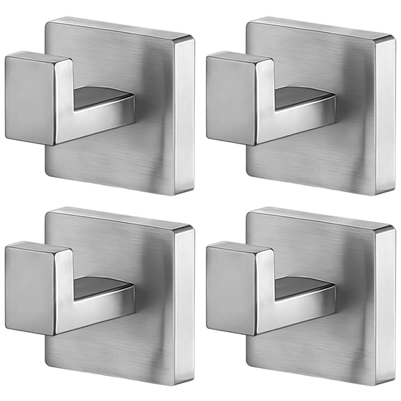 4 Pcs Wall Mounted Rack Set, Hooks for Hanging Towels, Bathrobes, and More, Brushed-Surface Stainless Steel Bathroom & Kitchen Storage Hooks with Screws Included, Easy Installation