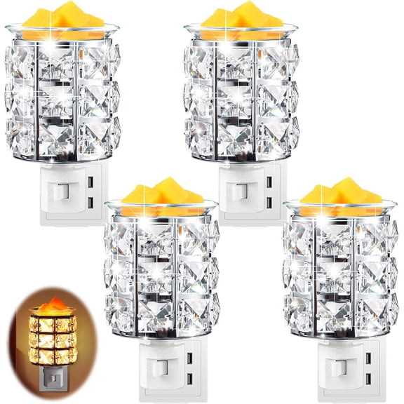 4 Pcs Wall Plug in Wax Warmer Crystal Fragrance Warmer Decorative Pluggable Wax Burner for Scented Wax Electric Wax Melt Plug in for Home Office, Spa, Bedroom, Kitchen, Bathroom