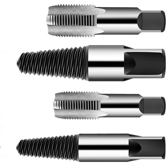 4 Pcs Water Pipe Extractor, Carbon Steel 1/2" - 3/4" NPT Taps Set, Water Pipe Triangle Valve Repair Kit, Broken Pipe Remover Thread Repair Tool for Pipes Valve Faucet