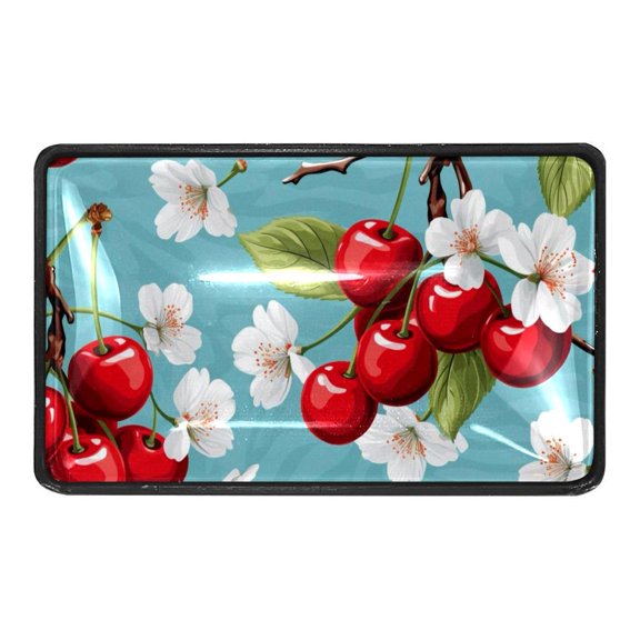 4 Pcs Watercolor Cherry Fruit Crystal Glass Drawer Knob Pull Handle Ergonomic Furniture Cabinet Handle for Kitchen Dresser Cupboard Wardrobe