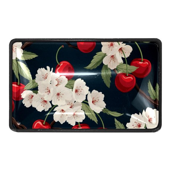 4 Pcs Watercolor Cherry Fruit Crystal Glass Drawer Knob Pull Handle Ergonomic Furniture Cabinet Handle for Kitchen Dresser Cupboard Wardrobe