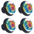 thumbnail image 1 of 4 Pcs Watercolor Tie Dye Print Cabinet Knobs 30mm Round Crystal Glass Drawer Handles Pulls with Screws for Kitchen Cupboard Wardrobe Closet Dresser, Home&Office, 1 of 7