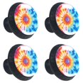 4 Pcs Watercolor Tie Dye Print Knobs 30mm Round Crystal Glass
