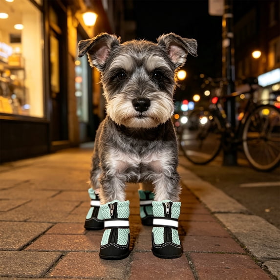 4 Pcs Waterproof Dog Shoes with Reflective Straps, Breathable Non-Slip Boots for Large Dogs, Paw Protection for Daily Walking