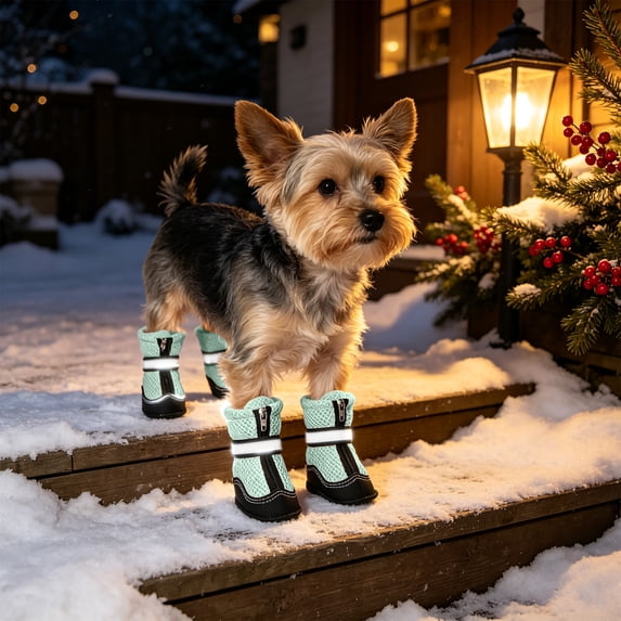 4 Pcs Waterproof Dog Shoes with Reflective Straps, Breathable Non-Slip Boots for Large Dogs, Paw Protection for Daily Walking