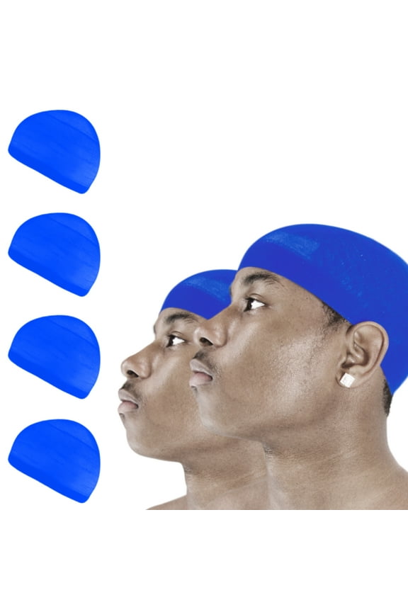 4 Pcs Wave Cap Stocking Caps Stretch Compression Mens Dome Cap Loc Cap for Men (Royal Blue - 2 Pack of 2 Pcs)
