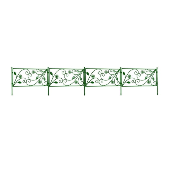 4 Pcs Weather Resistant Plastic Garden Picket Fence, Interlockable Green Plant Border Panel, Flower Bed Landscape Edging for Backyard Lawn, Patio Vegetable Plot And Outdoor Yard Decor Layout