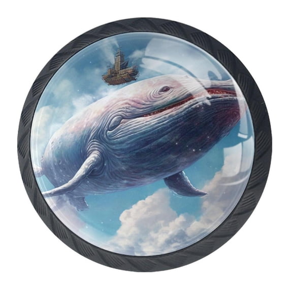 4 Pcs Whale Knobs for Kitchen Cabinet Cupboard Dresser Bookcase Drawer Pulls Handles Round Home Decor