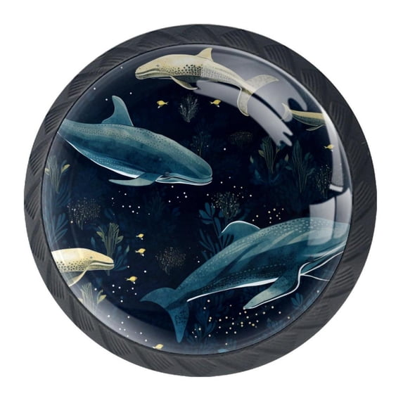 4 Pcs Whale Knobs for Kitchen Cabinet Cupboard Dresser Bookcase Drawer Pulls Handles Round Home Decor