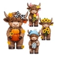 thumbnail image 1 of 4 Pcs Whimsical Highland Cow Figurine Set, Lovely Farmhouse Four‑Season Cow Collection, Unique Highland Cow Gifts For Shelf And Mantel Display, 1 of 7