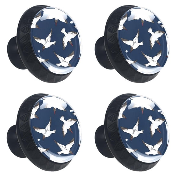 4 Pcs White Bird Flying Knobs for Kitchen Cabinet Cupboard Dresser Bookcase Drawer Pulls Handles Round Home Decor