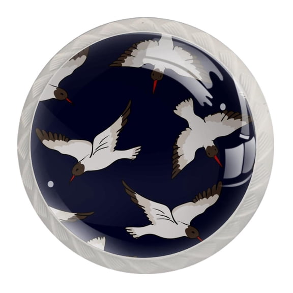 4 Pcs White Bird Flying Knobs for Kitchen Cabinet Cupboard Dresser Bookcase Drawer Pulls Handles Round Home Decor