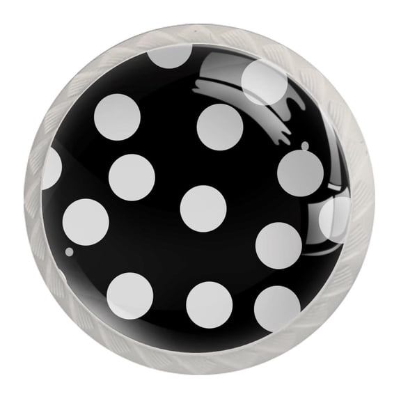 4 Pcs White Black Polka Dot Knobs for Kitchen Cabinet Cupboard Dresser Bookcase Drawer Pulls Handles Round Home Decor