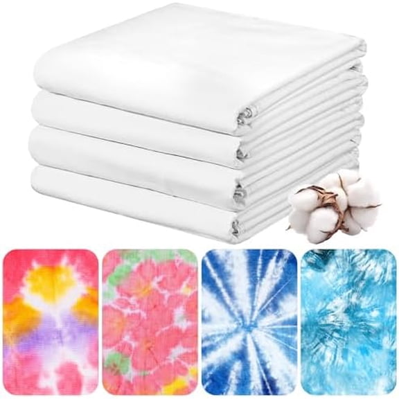 4 Pcs White Cotton Tapestry, 59x59 Inch Blank Wall Tapestry for DIY Tie Dye Perimeter Stitching Large Backdrop Plain Wall Decor for Bedroom Living Room