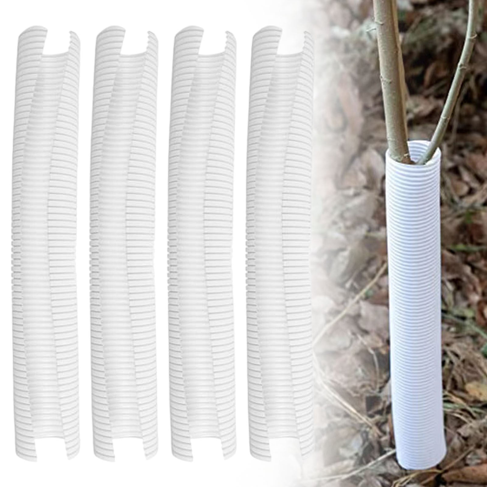Tree Padding 4 Pcs White Plastic Spiral Tree Trunk Protectors, Tree Bark Guard Tube ...