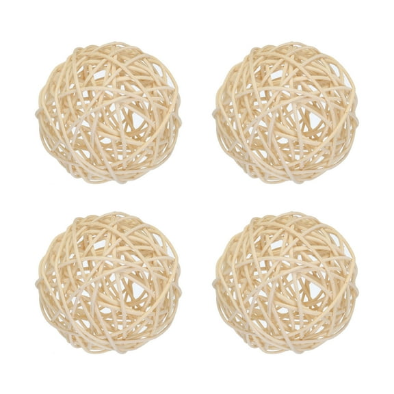 4 Pcs Wicker Rattan Balls 3.9 Inch Rattan Decorative Balls for Vase Fillers Craft Home Decor Natural