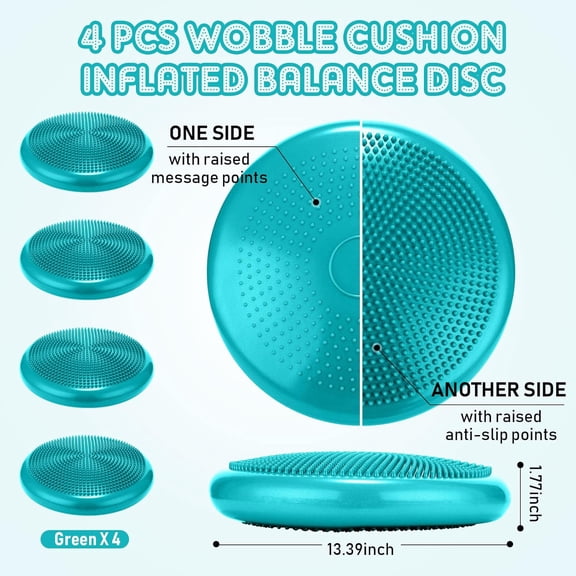 4 Pcs Wiggle Seat Flexible Inflated Wobble Cushion Stability Balance Pad Balance Disc Sensory Seat for Men Women Fitness Physical Exercise Improving Posture Home Office