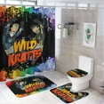 4 Pcs Wild Kratts Shower Curtain Sets with NonSlip Rugs, Toilet Lid