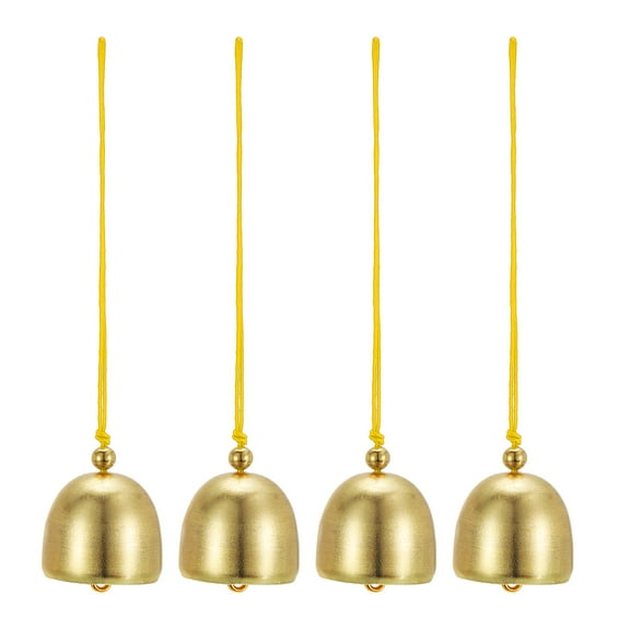 4 Pcs Wind Chime, Hanging Bells Temple Bells Retro Outdoor Hanging Metal Chinese Wind Chime Round for Outside, Yellow