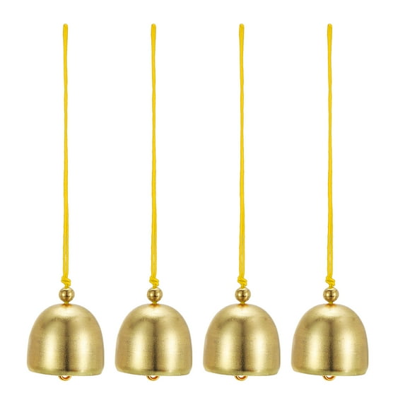 4 Pcs Wind Chime, Hanging Bells Temple Bells Retro Outdoor Hanging Metal Chinese Wind Chime Round for Outside, Yellow