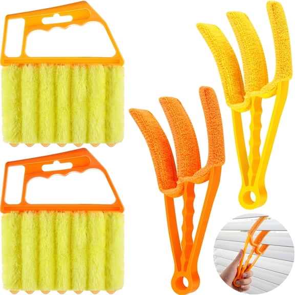 4 Pcs Window Venetian Blind Cleaner Duster Tool 7 Finger Blind Rush and Shutter Cleaner Brush Hand-held Window Shutter Air Conditioner Duster for Dirt