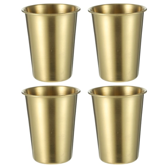Set of 4 Stainless Steel Thermal Cups for Wine, Coffee, Tea, and Cold Drinks - Metal Drinkware
