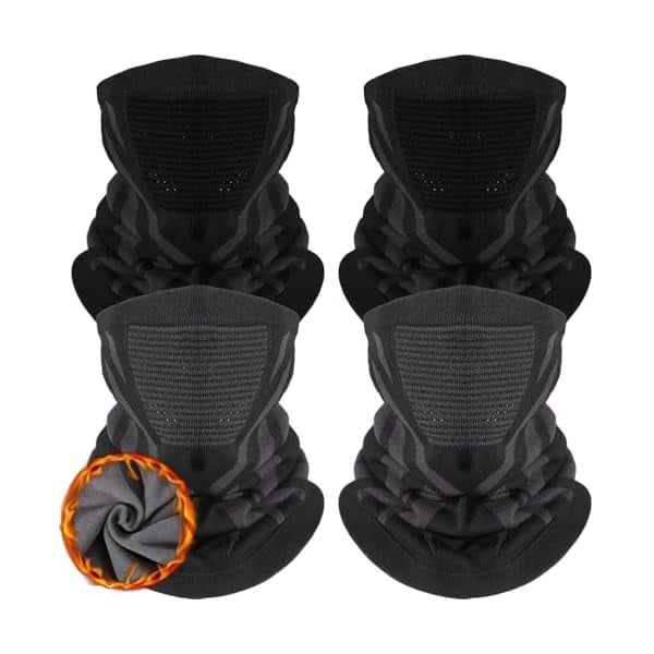 4 Pcs Winter Neck Gaiter Warmer for Men Breathable Face Mask Fleece Windproof Balaclava Scarf for Cold Weather Ski Motorcycle Snowboard Cycling Running Outdoor