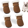thumbnail image 1 of 4 Pcs Winter Pet Warm Shoes Candy Color Plush Thickened Wear-Resistant Non-Slip Snow Booties for Dogs Outdoor Walking Running, 1 of 8