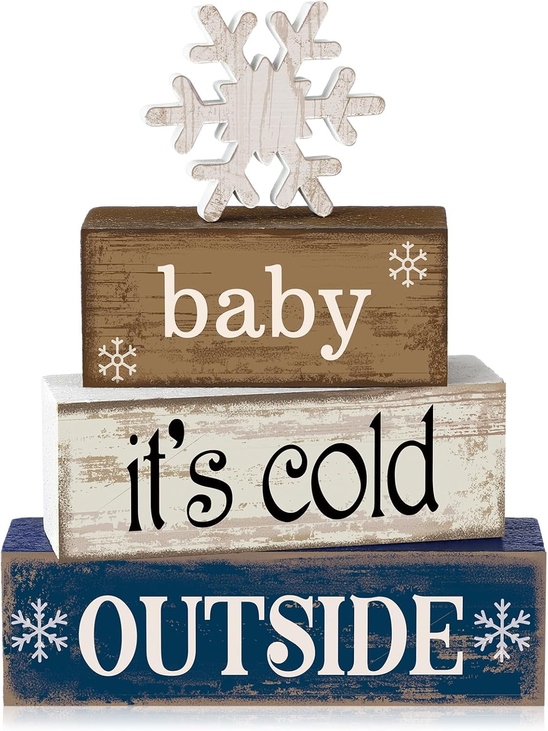 4 Pcs Winter Wooden Tabletop Decor Snowflake Tiered Tray Decor Winter ...