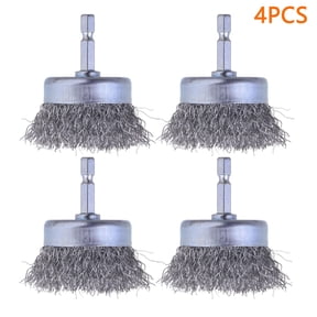 4 Pcs Wire Cup Brush Set for Drill, 1/4 Inch Hex Shank, 0.010 Inch Coarse Carbon Steel Attachments for Rust Removal