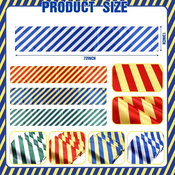 4 Pcs Wizard Table Runner Red Golden Green Blue Stripes Party Decoration Witch Birthday Dining Room Home Kitchen Island Decor Table Cover Runner Themed Party Supplies$$Home Decor, Kitchen, & Other