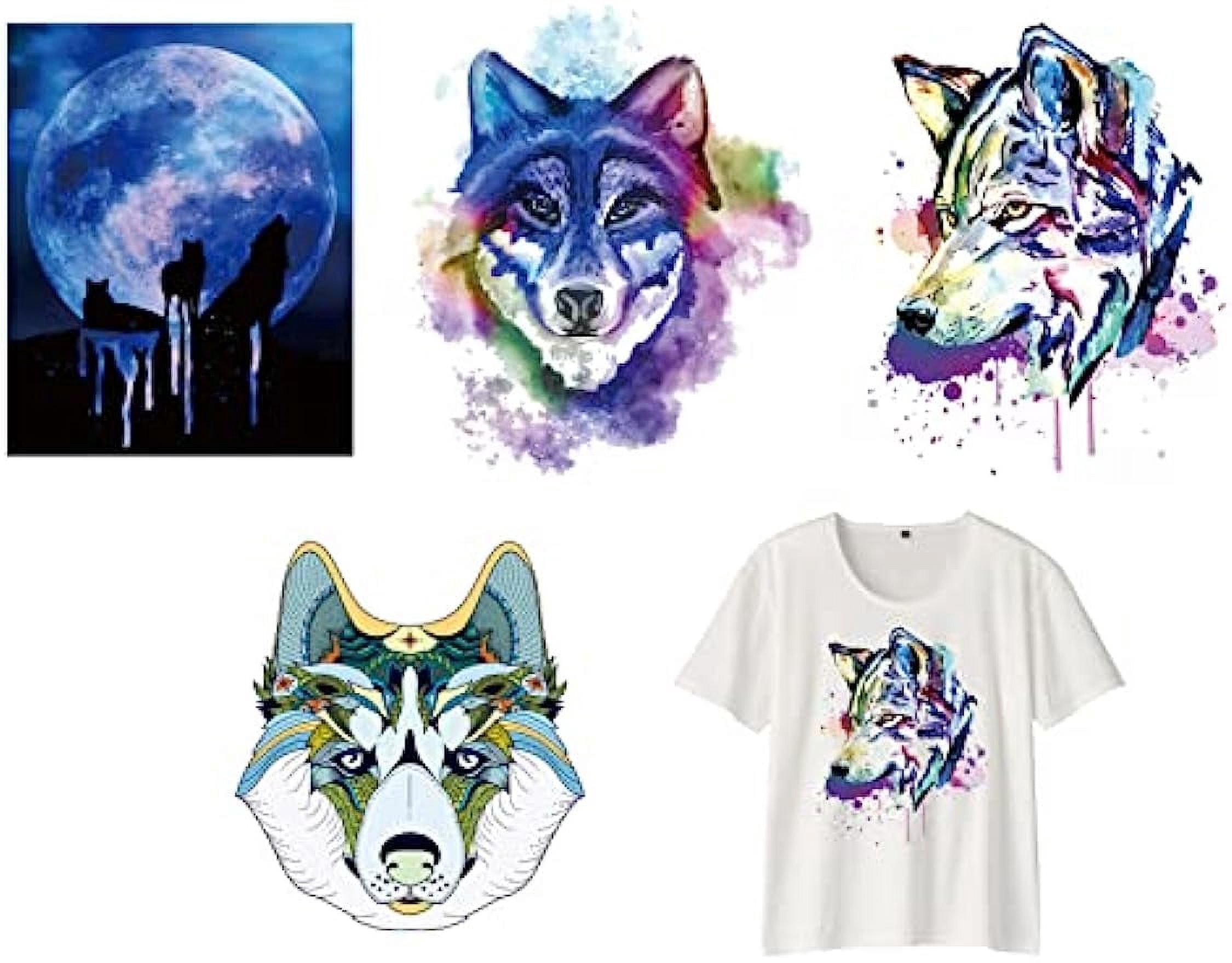 4 Pcs Wolf Heat Transfer Stickers Iron On Patches DIY Iron On Transfers ...