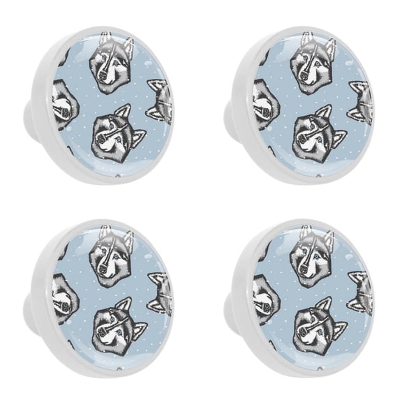 4 Pcs Wolf Knobs for Kitchen Cabinet Cupboard Dresser Bookcase Drawer Pulls Handles Round Home Decor