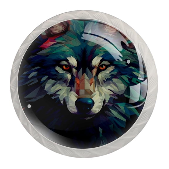 4 Pcs Wolf Knobs for Kitchen Cabinet Cupboard Dresser Bookcase Drawer Pulls Handles Round Home Decor
