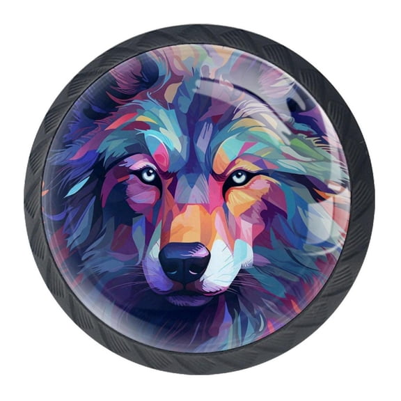 4 Pcs Wolf Knobs for Kitchen Cabinet Cupboard Dresser Bookcase Drawer Pulls Handles Round Home Decor