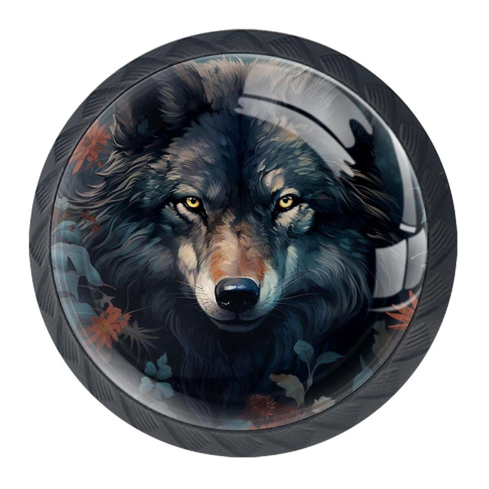 4 Pcs Wolf Knobs for Kitchen Cabinet Cupboard Dresser Bookcase Drawer ...