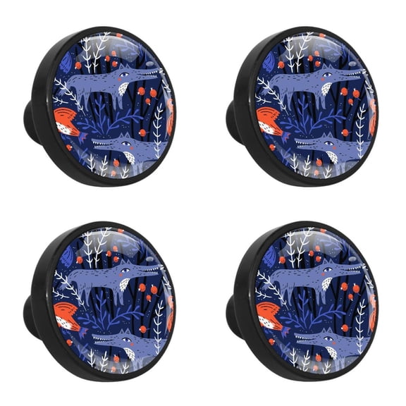 4 Pcs Wolf Knobs for Kitchen Cabinet Cupboard Dresser Bookcase Drawer Pulls Handles Round Home Decor