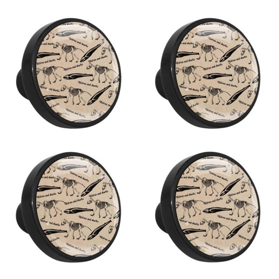 4 Pcs Wolf Knobs for Kitchen Cabinet Cupboard Dresser Bookcase Drawer Pulls Handles Round Home Decor
