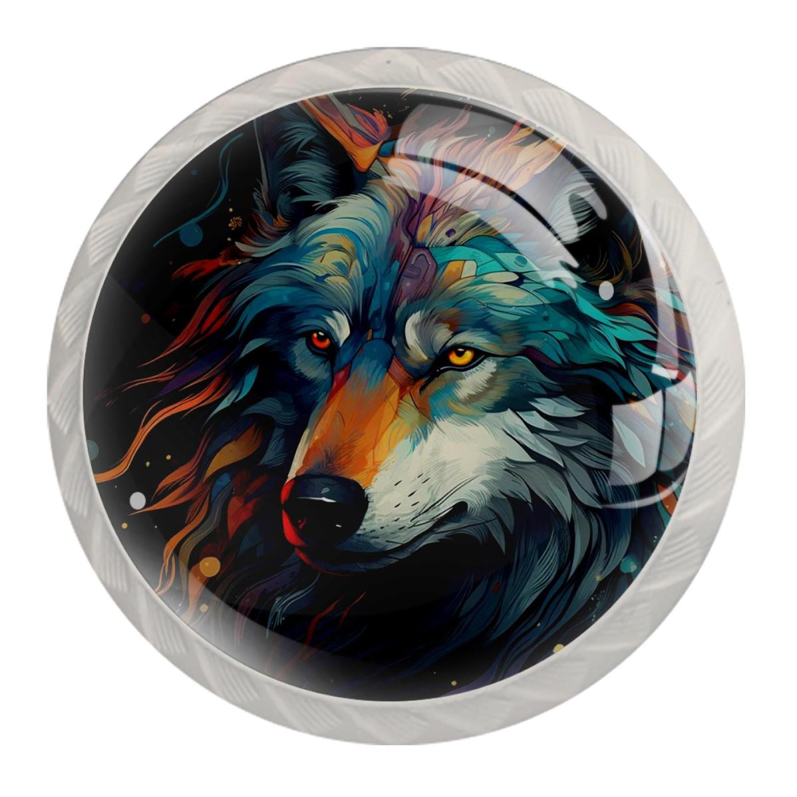 4 Pcs Wolf Knobs for Kitchen Cabinet Cupboard Dresser Bookcase Drawer ...