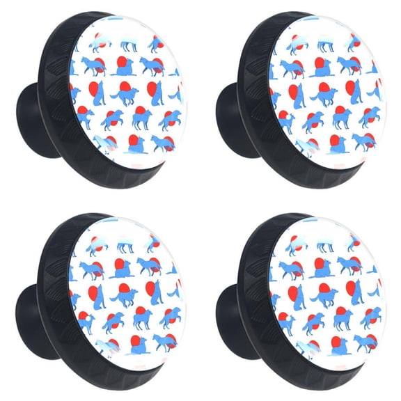 4 Pcs Wolf Knobs for Kitchen Cabinet Cupboard Dresser Bookcase Drawer Pulls Handles Round Home Decor