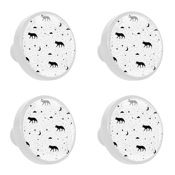 4 Pcs Wolf Knobs for Kitchen Cabinet Cupboard Dresser Bookcase Drawer Pulls Handles Round Home Decor